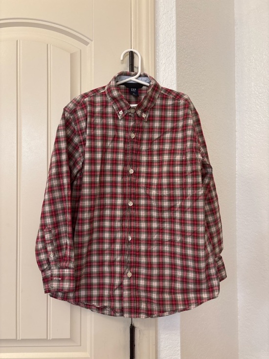 GAP Other - Gap Kids Boys Plaid Button Down Shirt Size 8 Red Gray Long Sleeve